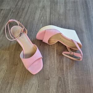 Y2K Barbie Pink Womens Wedge Heels